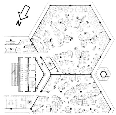 Schema der Bürogroßräume